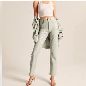 Abercrombie & Fitch Green 90’s Straight Leg Ultra High Rise Vegan Leather Pants